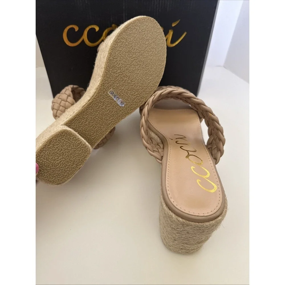 NIB Ccocci Taupe Braided leather platform Everett espadrilles Platform US 10